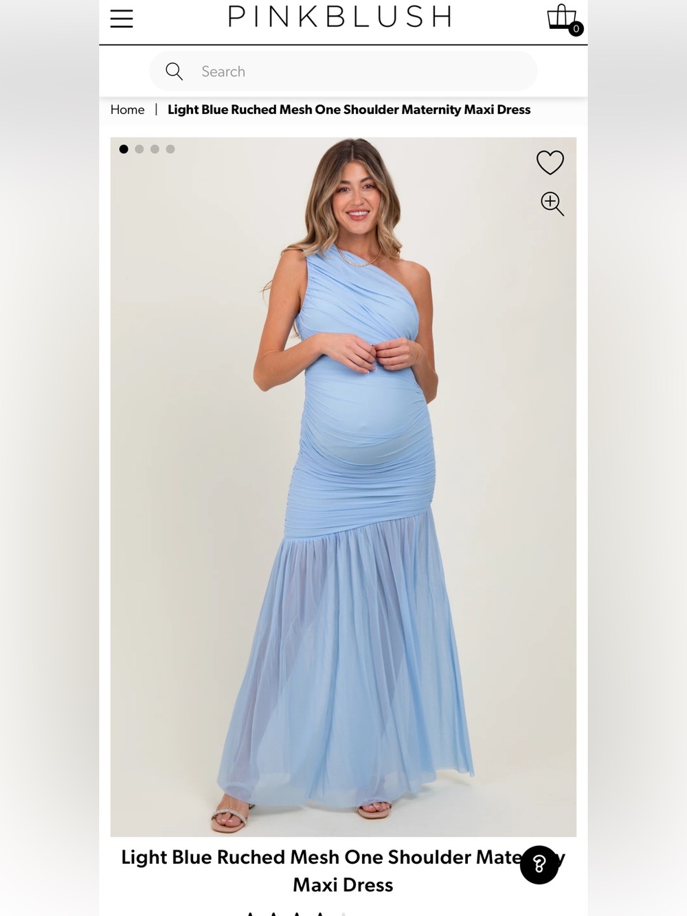 Pinkblush Light Blue One-Shoulder Ruched Maternity Maxi Dress